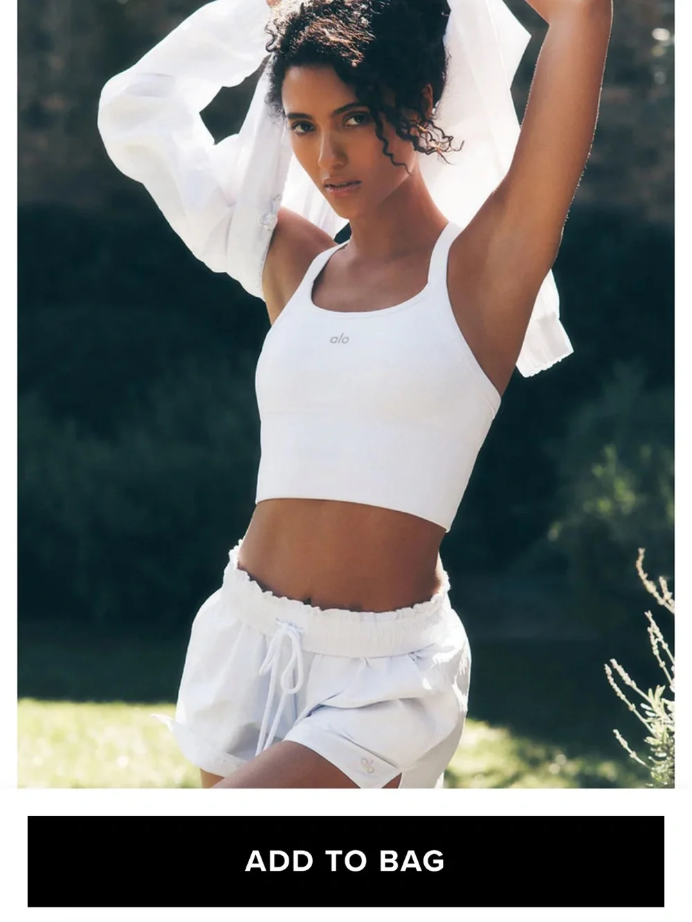 ALO Yoga White Ribbed Scoop Crop Brami